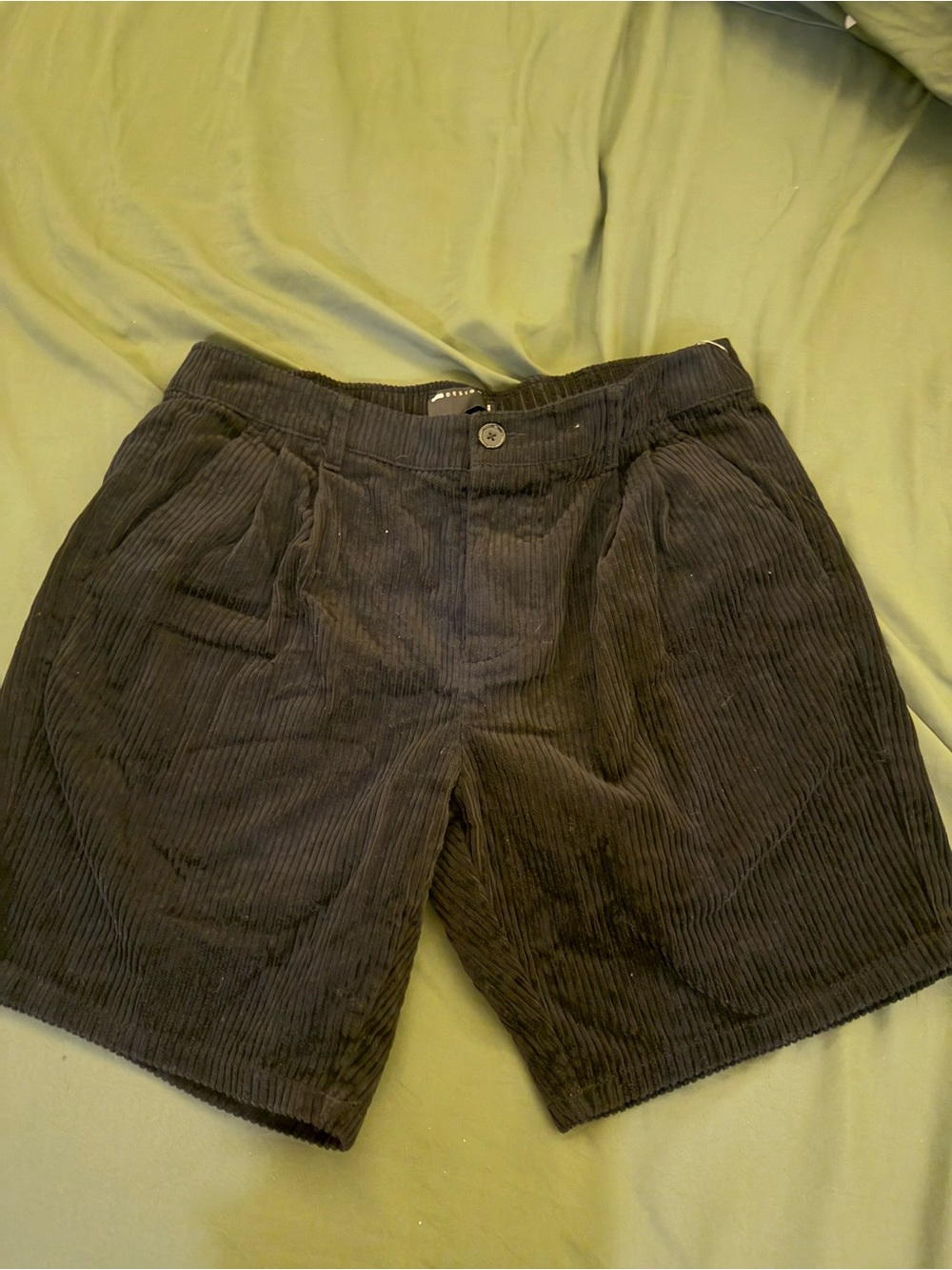 ASOS Black Corduroy Flat-Front Shorts